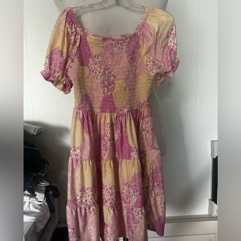 Falls Creek Pink and Yellow Smocked Dress - Picture 2 of 3